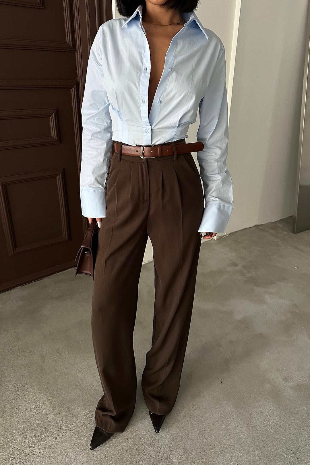 Flowy Pleated Brown Pants