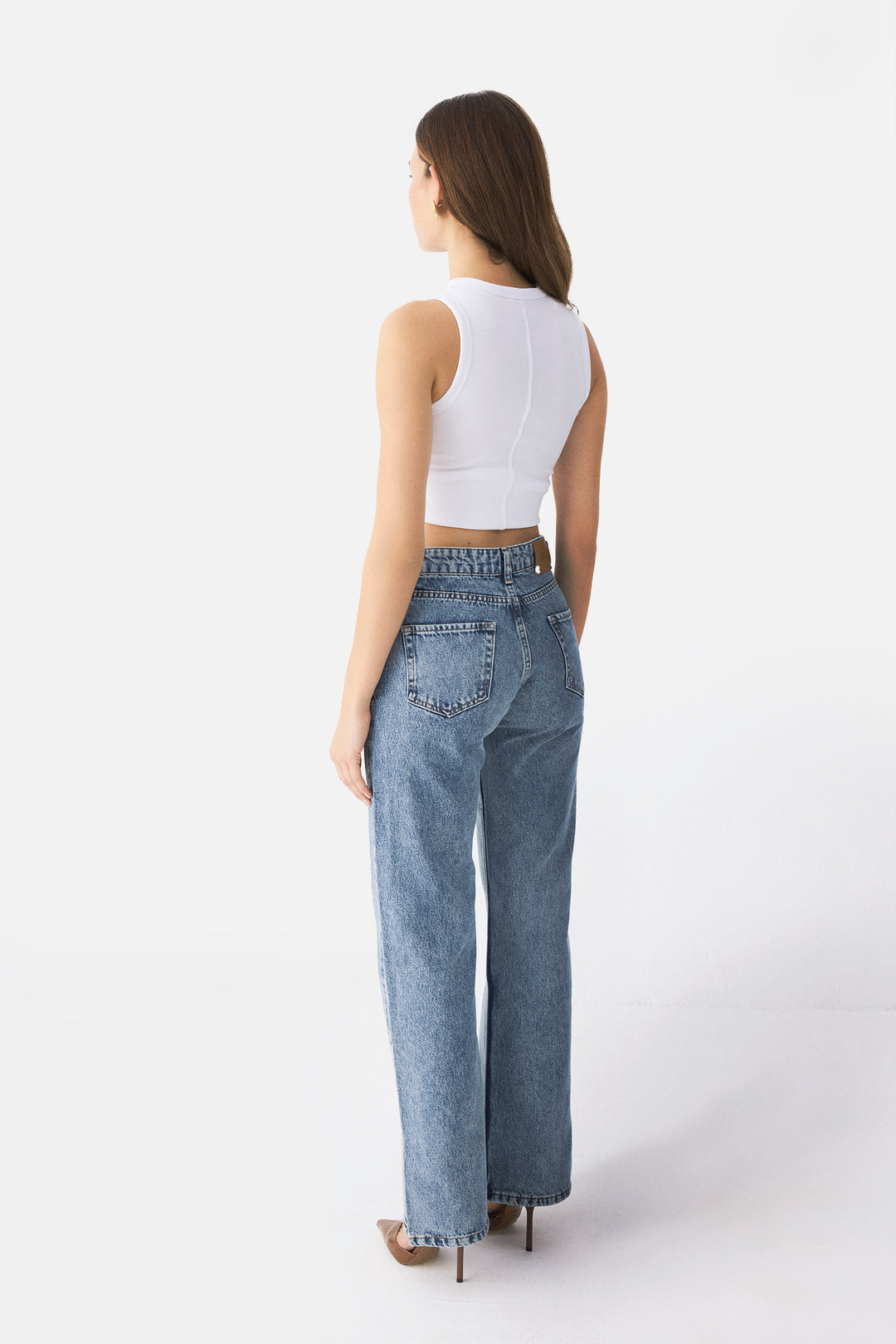 Cross Button Straight Jeans