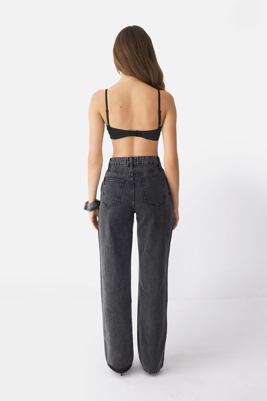 Charcoal Cut-Out High Rise Jeans