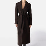 The Juliette Long Belted Coat Brown