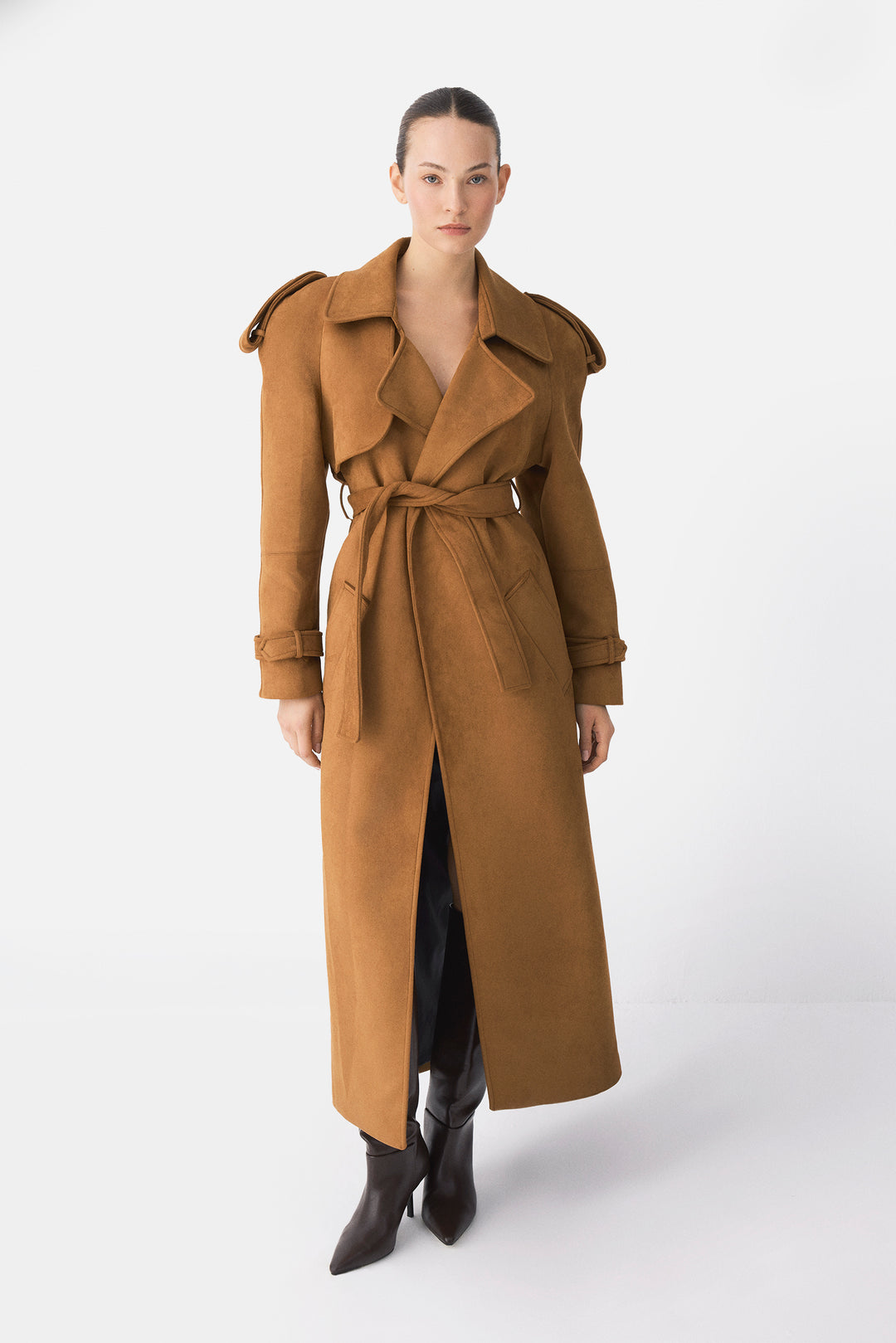 Premium Shoulder Drape Belted Coat