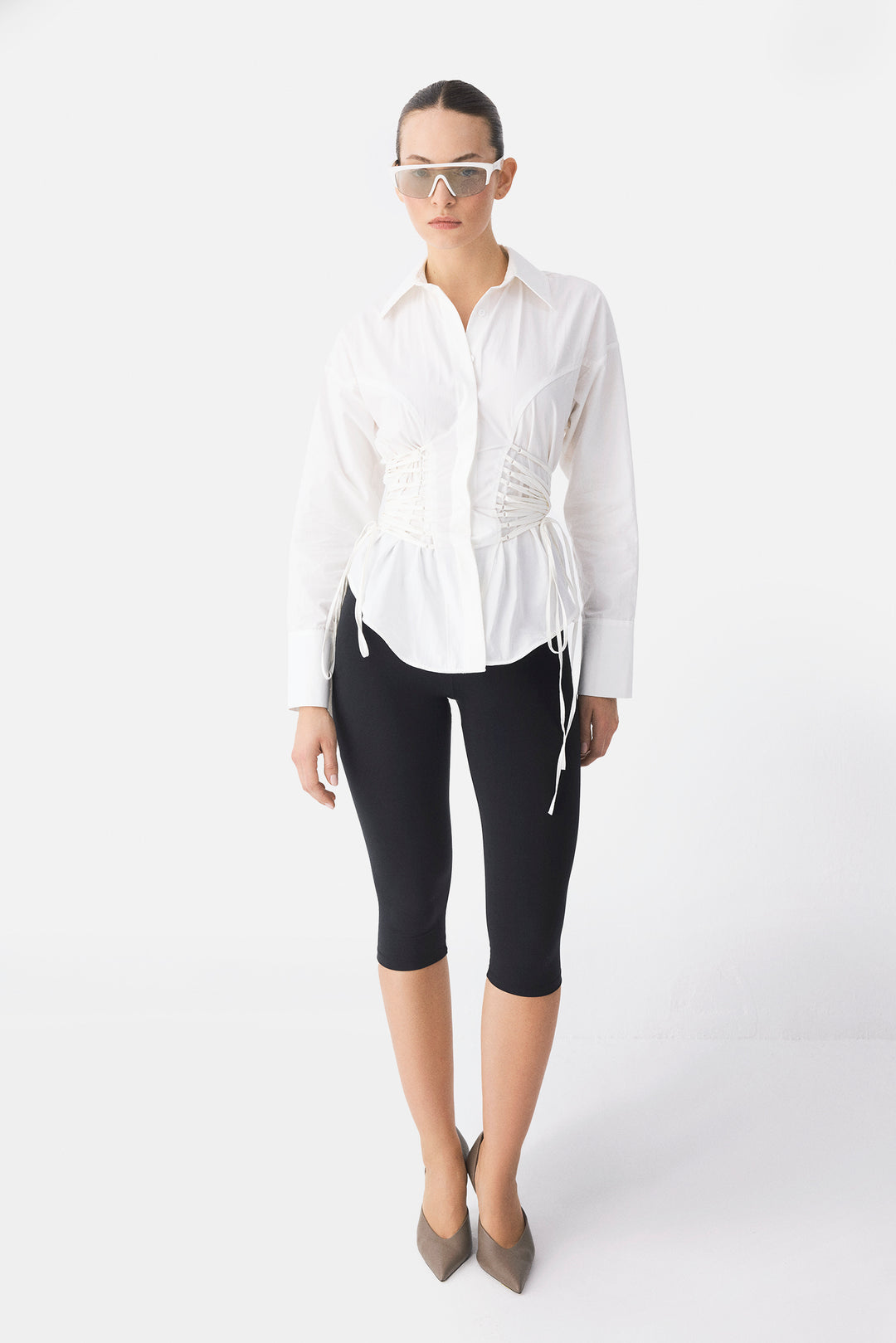 The Corset Poplin Shirt White