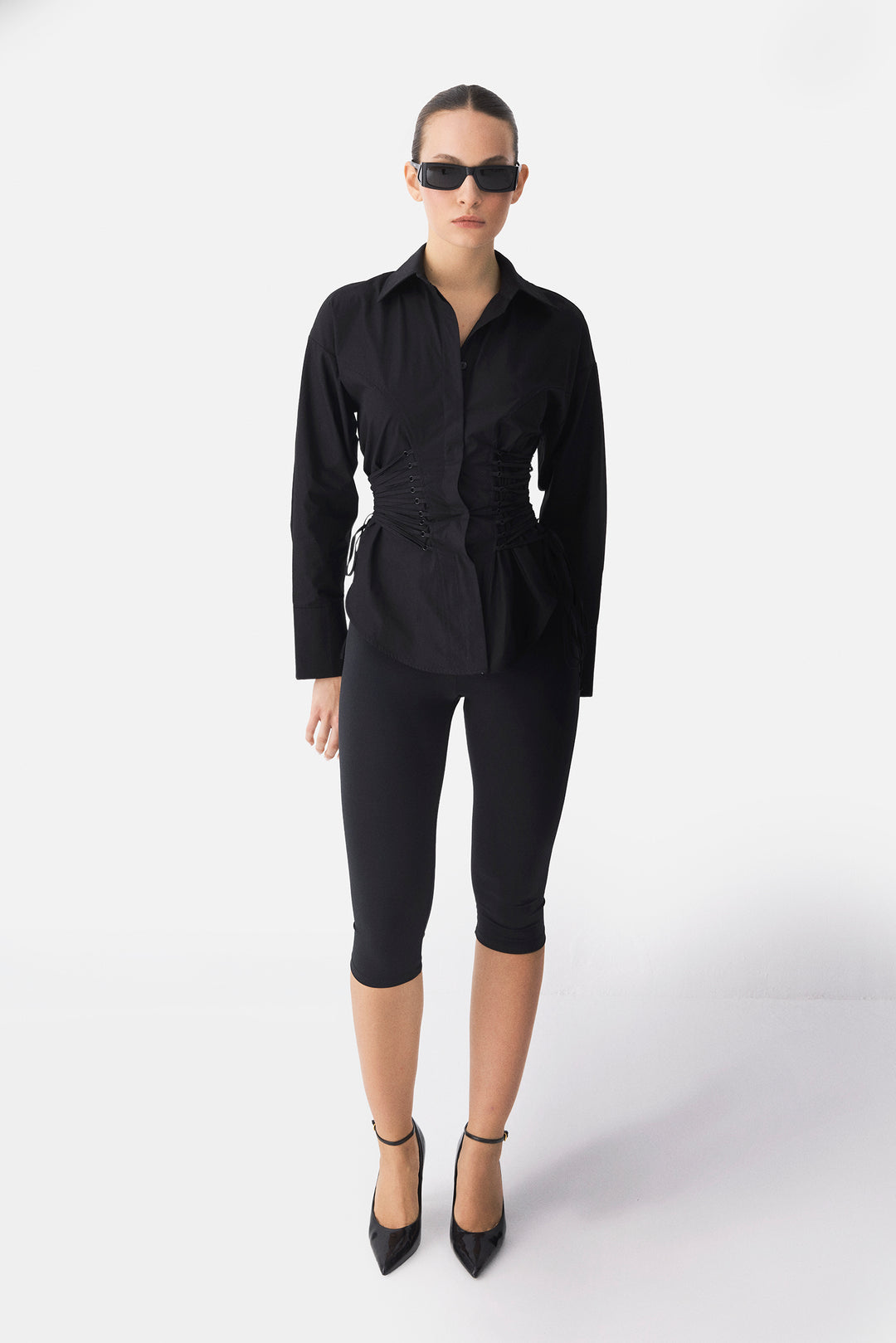 The Corset Poplin Shirt Black