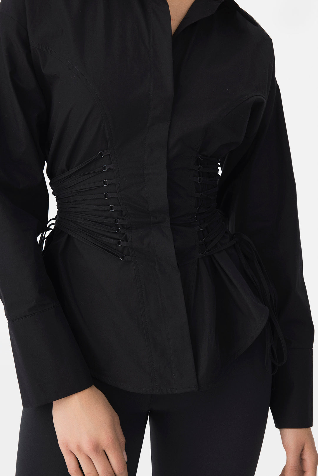 The Corset Poplin Shirt Black
