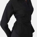 The Corset Poplin Shirt Black