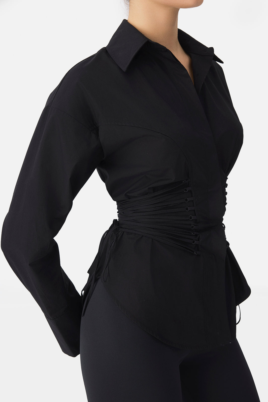 The Corset Poplin Shirt Black