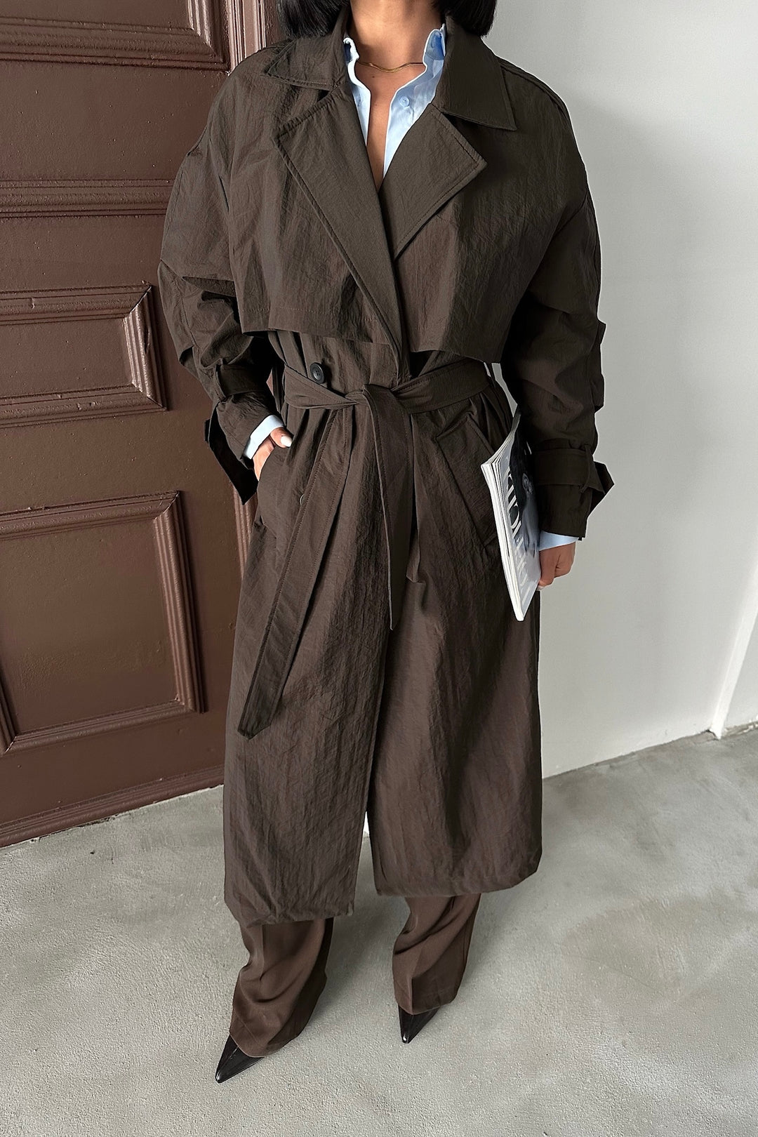 Brown Belted Trench Coat
