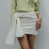 Tie Around Mini Ruched Skirt