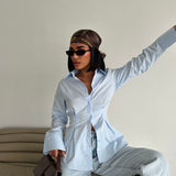 Pleated Waist Button-Up Shirt