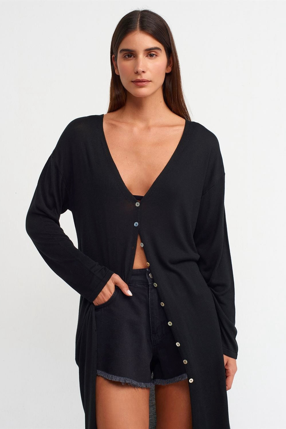 Bikini Over Long Cardigan