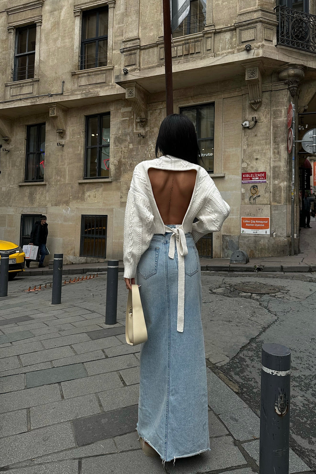 Open Back Tie Knitted Top