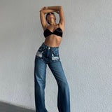 Ripped Pockets Palazzo Jeans