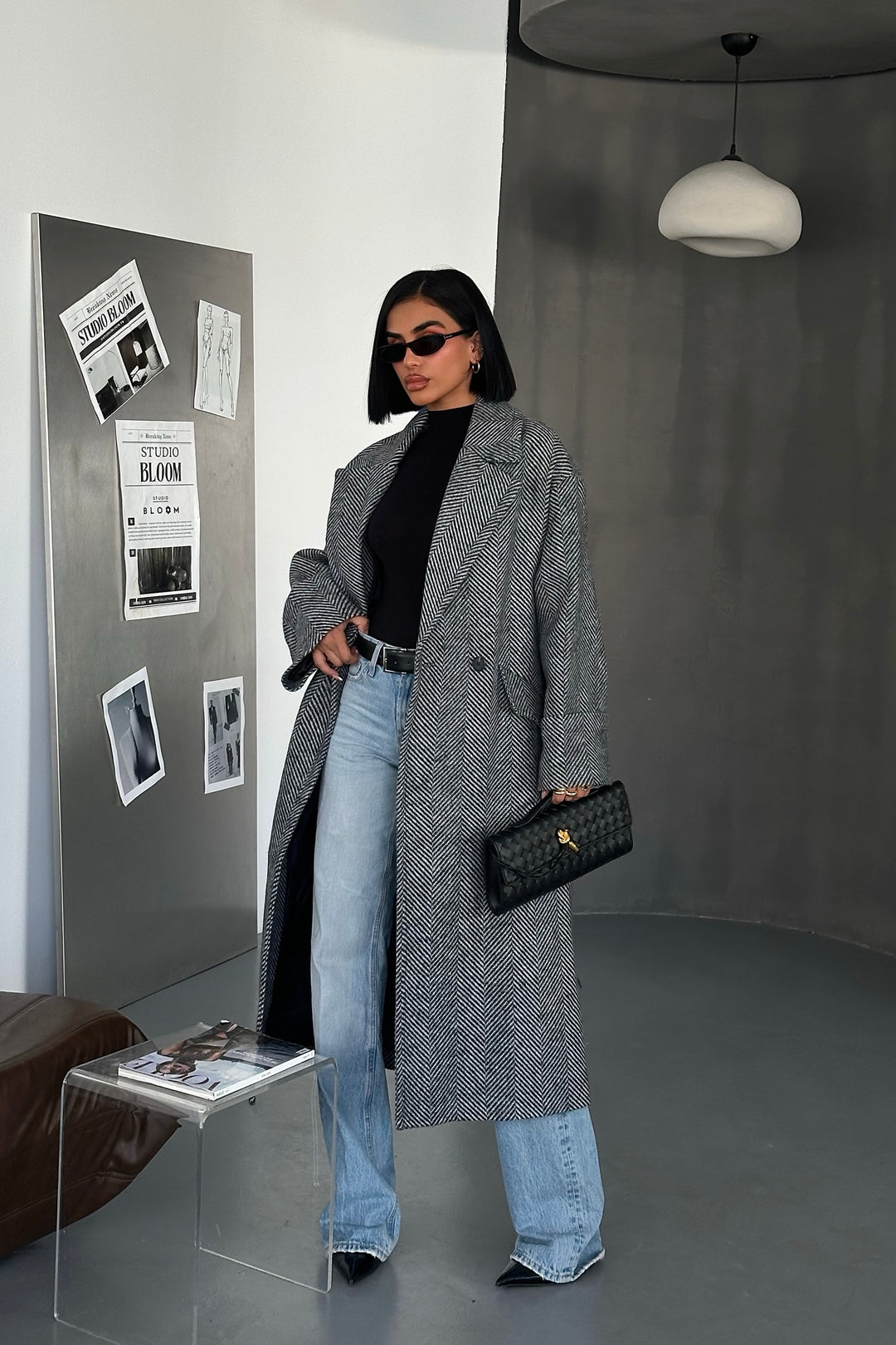Herringbone Wool Oversize Coat