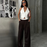 Pleated Wide-Leg Trousers