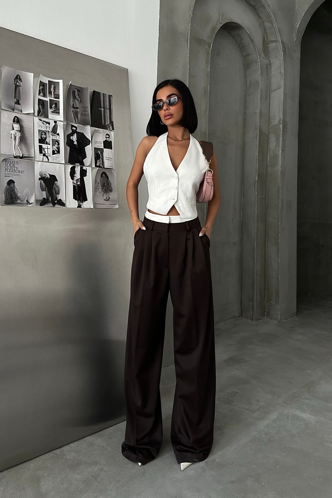 Pleated Wide-Leg Trousers