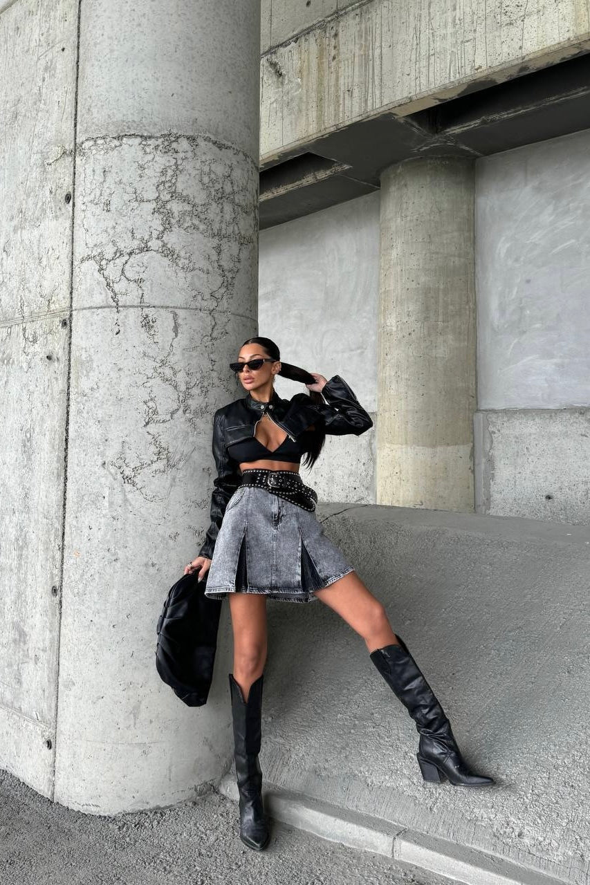 Denim A Line Skirt