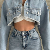 Button Closure Straight Jeans