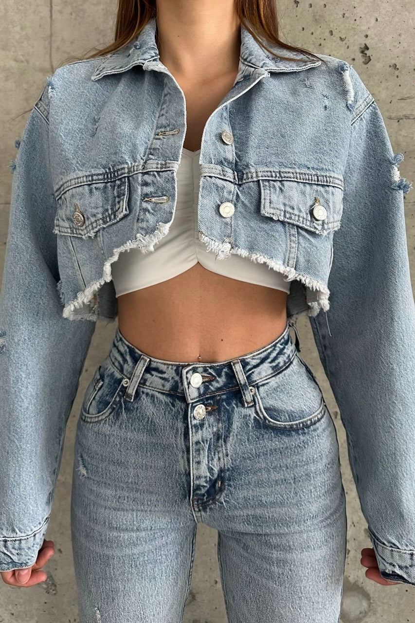 Button Closure Straight Jeans