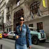 Denim Slit Skirt Dress