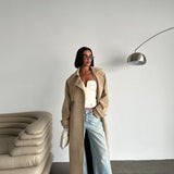 Sand Suede Belted Coat