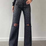 Metal Stones Flared Jeans