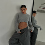 Cropped Long Sleeve Sweater