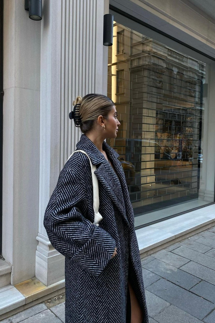 Herringbone Wool Oversize Coat