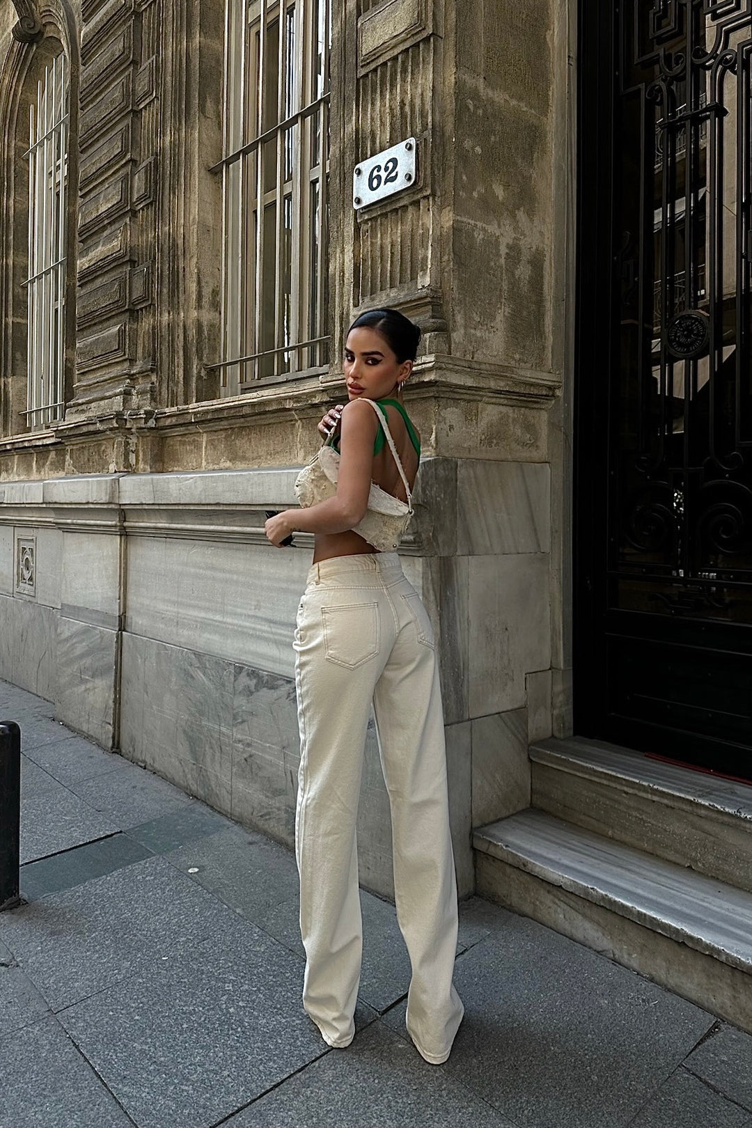 Cream Palazzo Straight Jeans