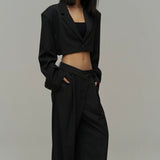 Cross Button Pants & Blazer Set