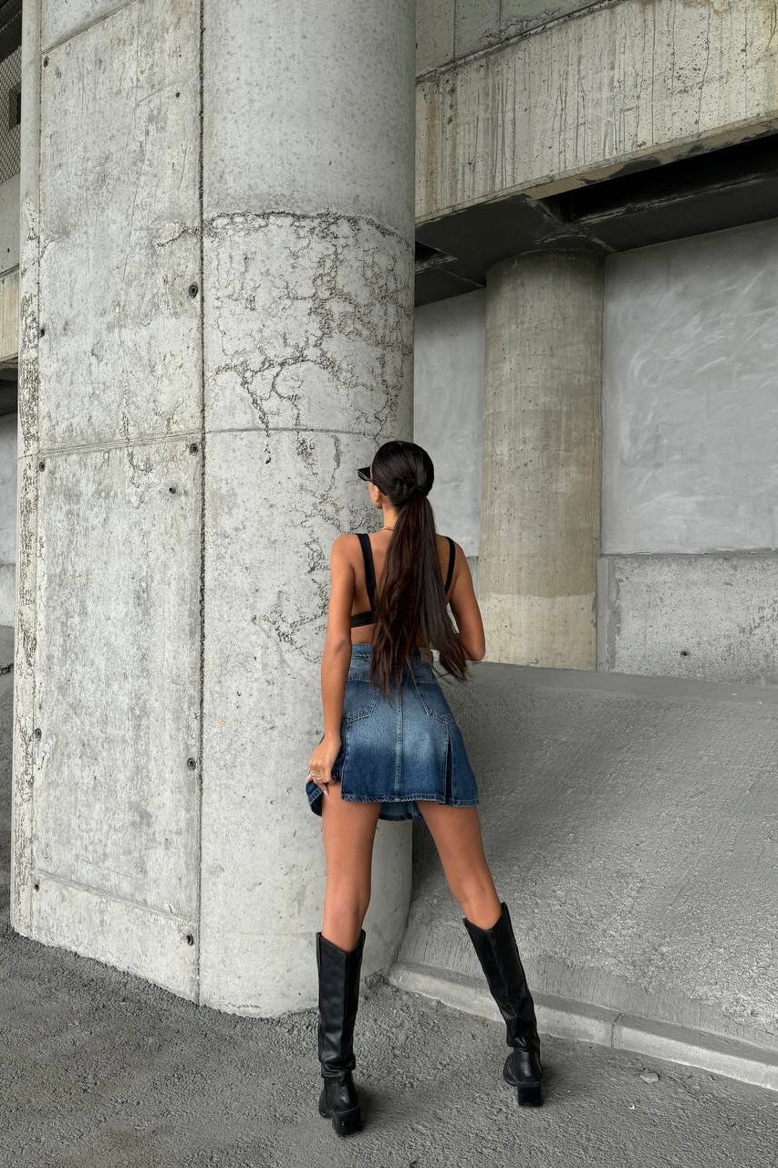 Denim A Line Skirt