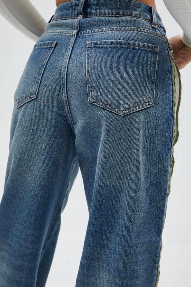 Neon Side Zipper Jeans