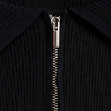 Off-Shoulder Zip-Up Ribbed Top