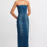 Tint Bodycon Maxi Denim Dress