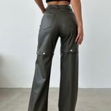 Detachable Faux Leather Pants