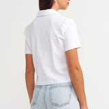 Cherry Embroidered White Polo Shirt