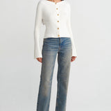 Flared Sleeves Button Up Cardigan