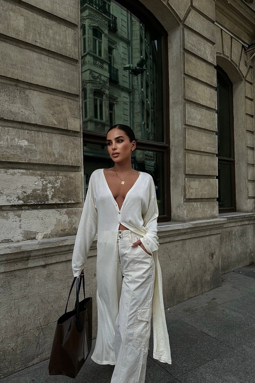 Bikini Over Long Cardigan