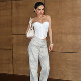 Stone Grey Wide Leg Trousers