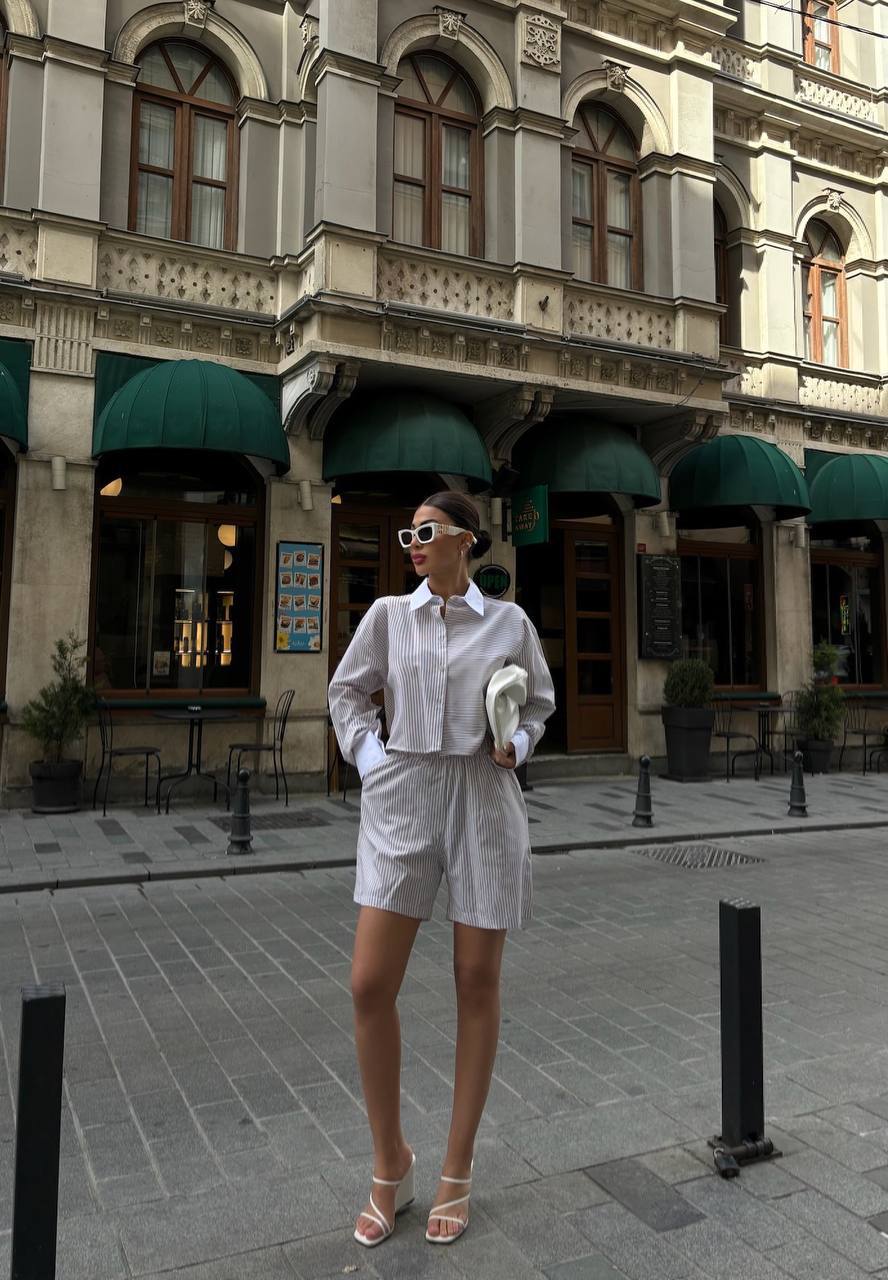 Stripped Shirt Set