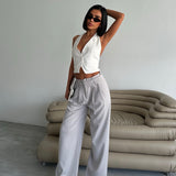 Double Waist Pleated Trousers