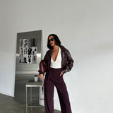 Plum Pleated Palazzo Pants