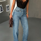 Cross Belt Wide Leg Jean