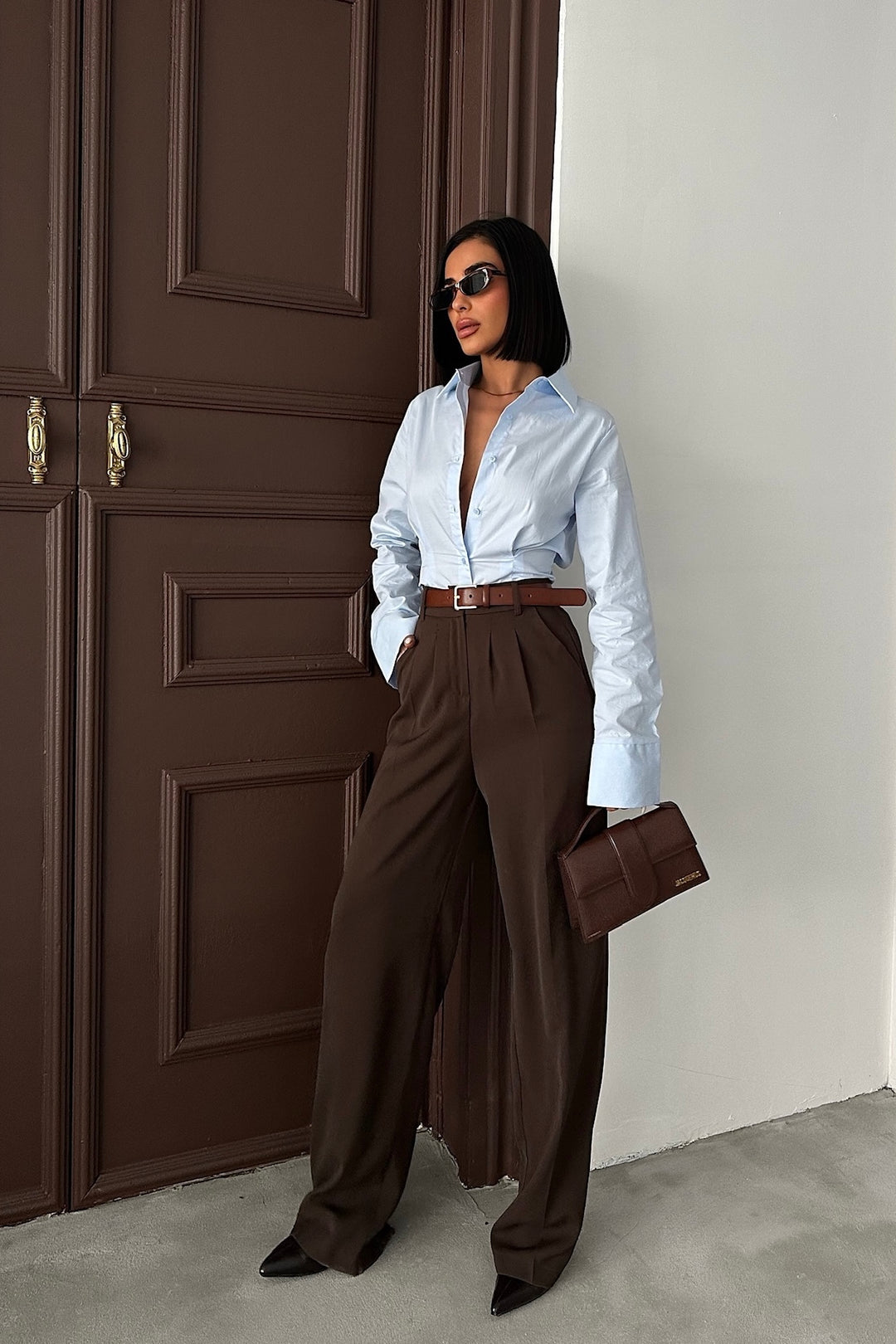 Flowy Pleated Brown Pants