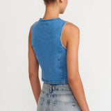 Zip Up Denim Vest Top