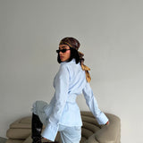 Pleated Waist Button-Up Shirt