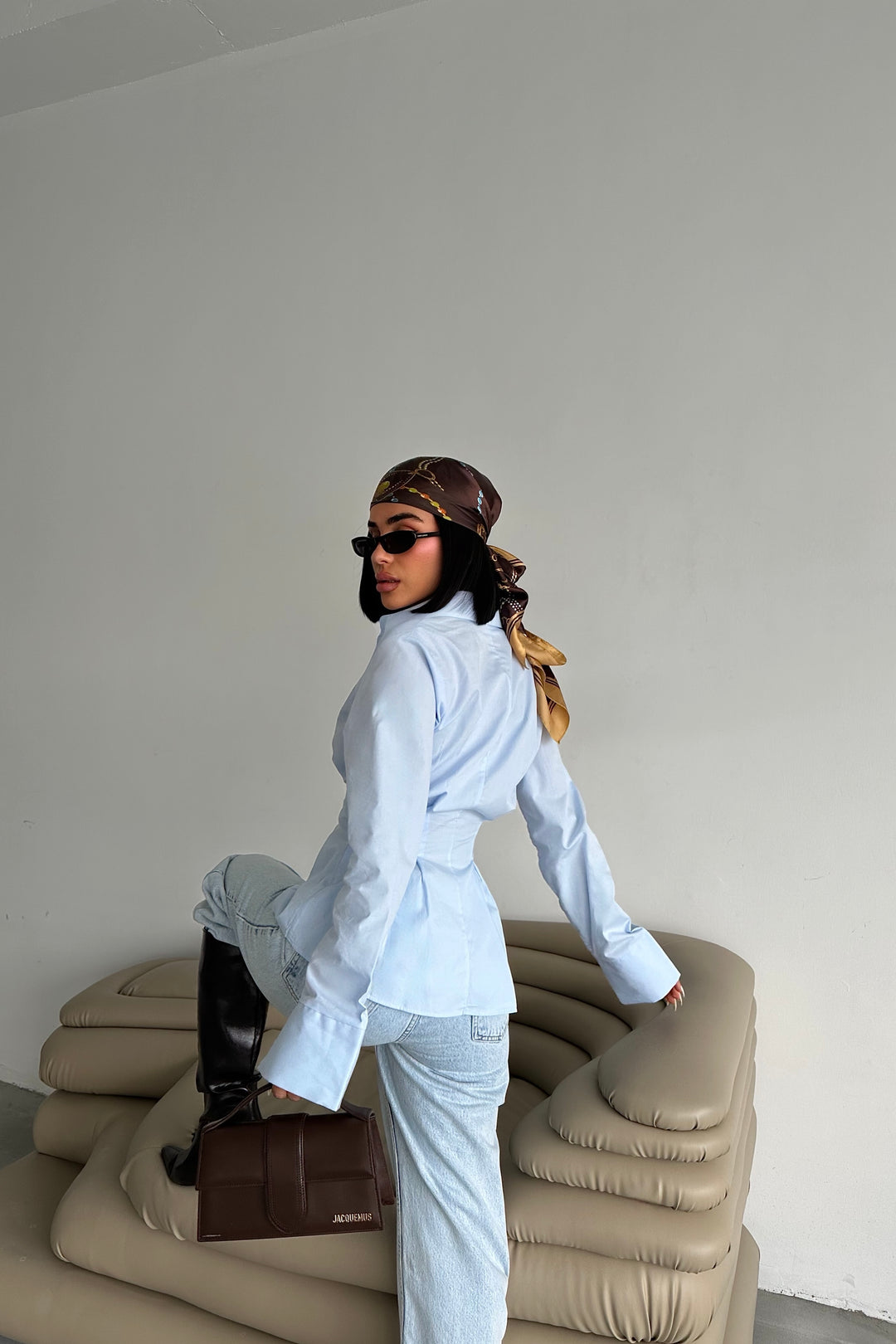 Pleated Waist Button-Up Shirt