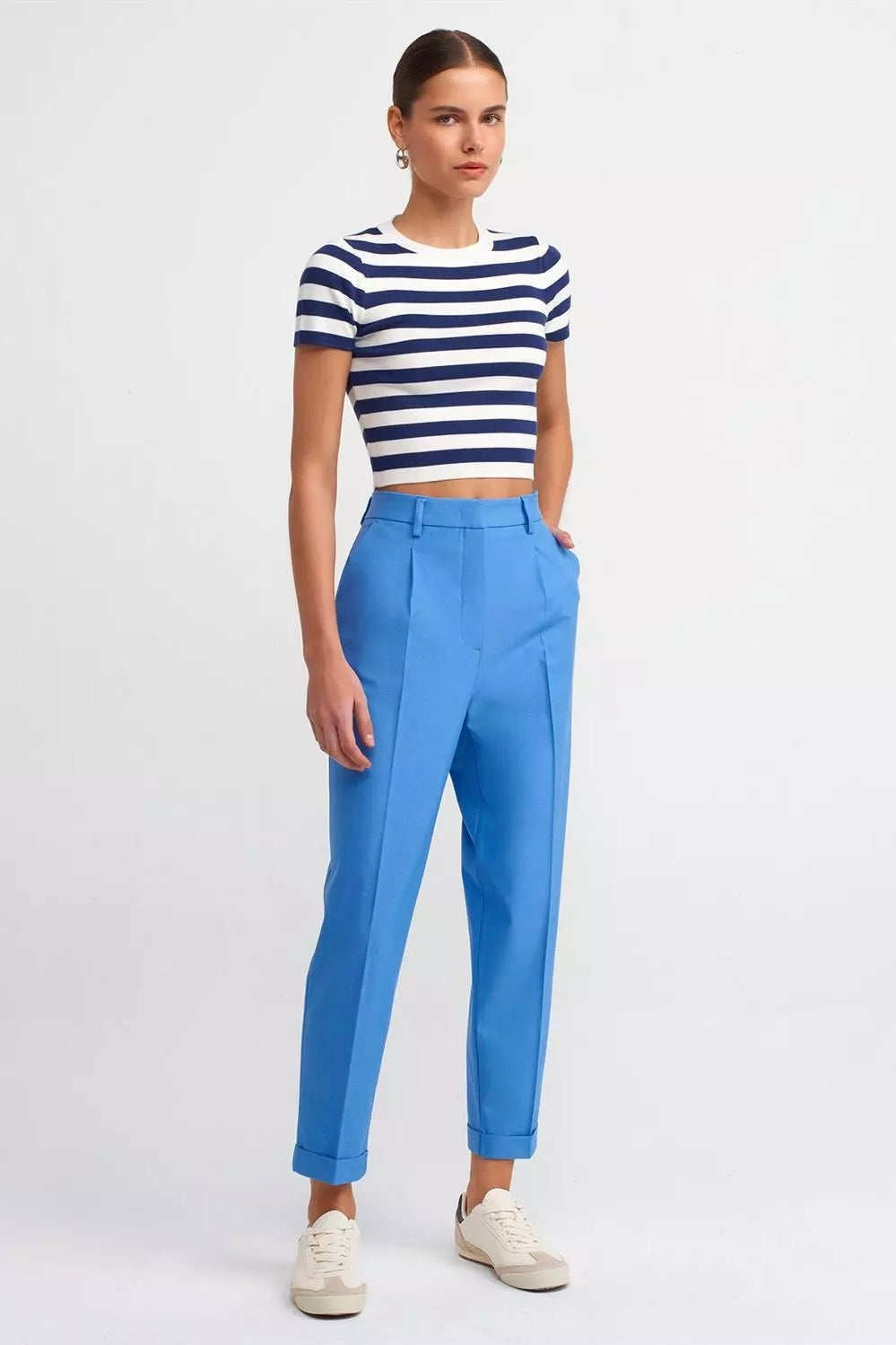 Navy Striped Basic Top