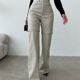 Detachable Faux Leather Pants