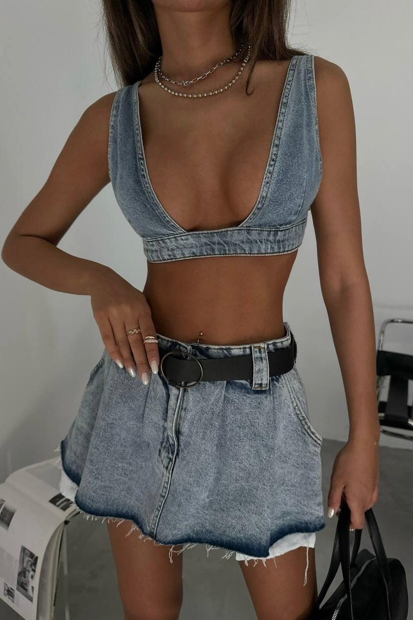 Denim Bralette In Colors