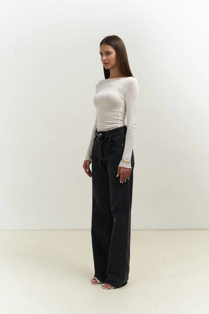 Sabrina Neckline See-Through Top